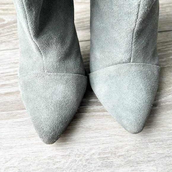 STEVE MADDEN Pilar Gray Suede Fold Over Heeled Boots - Picture 4 of 14